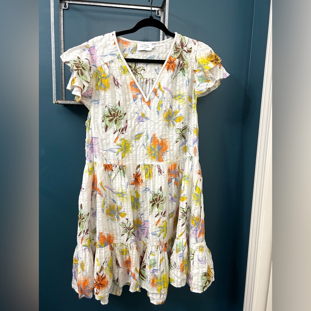 Tanya Taylor V-Neck Ruffle Dress